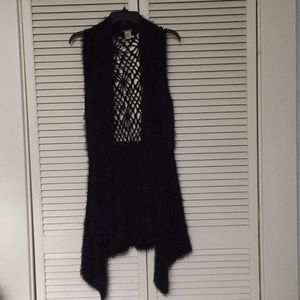 Fuzzy black long vest
